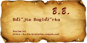 Böjte Boglárka névjegykártya