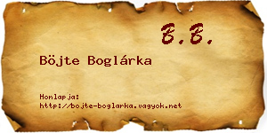 Böjte Boglárka névjegykártya